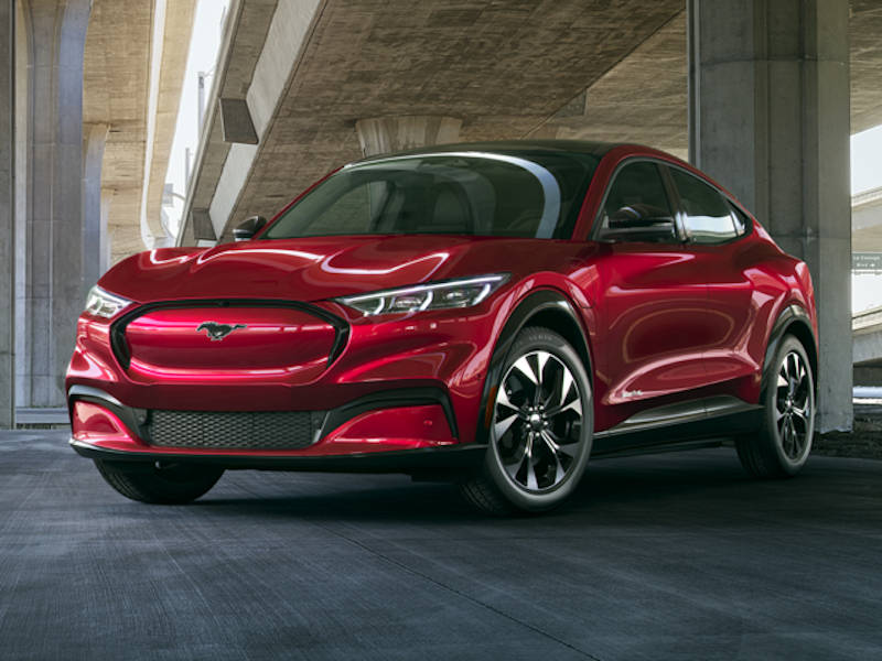 A red 2024 Ford Mustang Mach-E