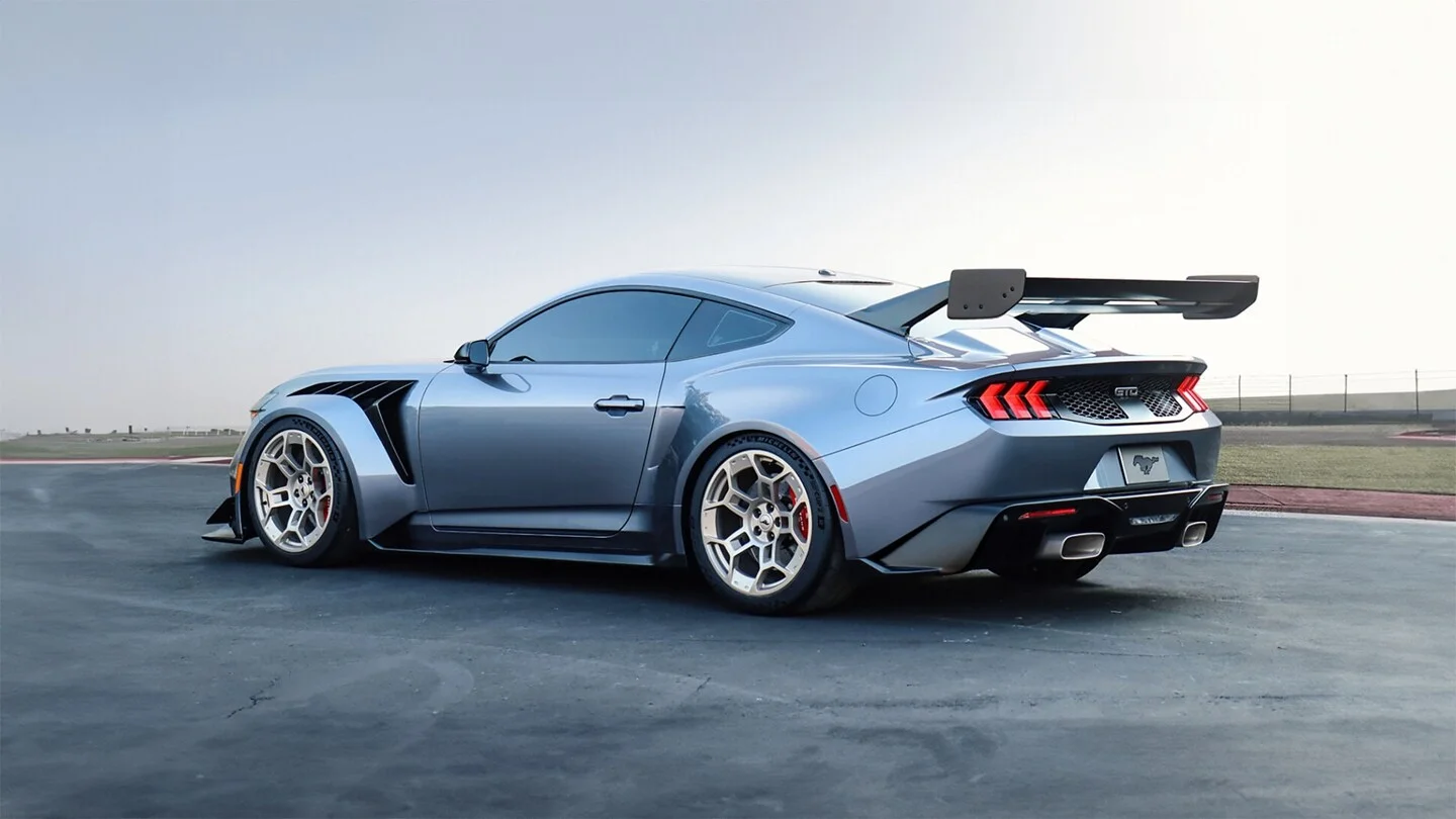 A 2025 Ford Mustang from the rear