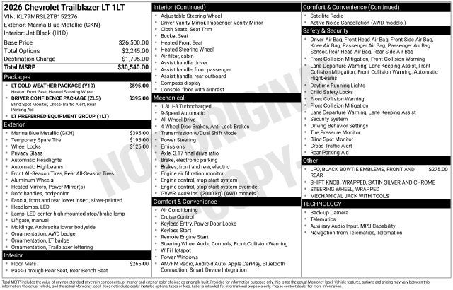 2026 Chevrolet TrailBlazer LT